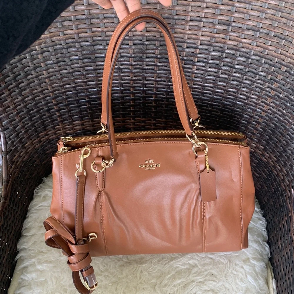 New Coach Christie Brown Leather Carryall Satchel Shoulder Bag F36680 - Picture 4 of 16